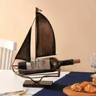 Creative Iron Sailboat Shape Vintage Wine Rack Desktop Decoration Ornament Gift