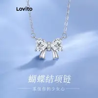 在飛比找蝦皮商城優惠-Lovito 女用休閒素色蝴蝶結水鑽項鍊 LFA23318