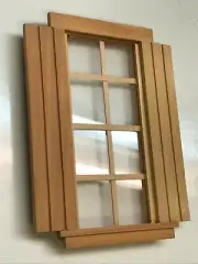 1:12 DOLLHOUSE MINIATURE 8 PANE WINDOW WITH SHUTTERS ATTACHED NON-WORKING WINDOW