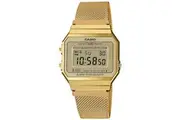 Casio A700WMG-9A Gold Super Slim Stainless Steel Mesh Band Unisex Digital Watch