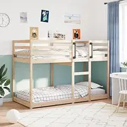 Solid Pine Wood Bunk Bed Frame, 90x190 cm, Space-Saving Design for Kids' Bedroom Furniture, Durable Slatted Base