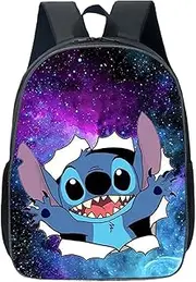 [Blisscok] Stitch Backpack,Stitch School Bag,Cartoon Anime Backpack,3D Printed Travel Rucksacks Kids School Bag,Stitch Cartoons High Capacity School Bag,Fashion Cartoon Backpack for Kids&Adults (C)