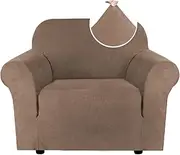 Smarcute Stretch Suede Armchair Cover Couch Cover for Chair Slipcover Furniture Cover for Armchairs Crafted from Water Repellent Thick Comfy Rich Fabric (1 Seater Sofa Cover,Mocha)