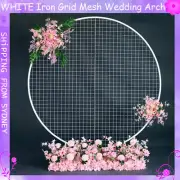 White 1.8M Iron Grid Mesh Wedding Arch Round DIY Stage Backdrop Flower Stand