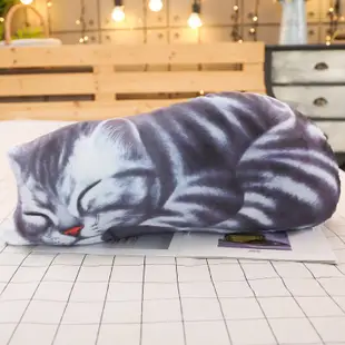可愛瞌睡貓咪動物抱枕仿真3d創意長條睡覺抱枕玩偶兒童毛絨玩具