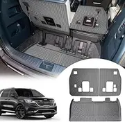 ZQULOYO Cargo Liners Backrest Mat for Kia Carnival Accessories 2022-2025 with Hook&Loop Rear Trunk Mat Rear Seat Back Cover Protector All Weather Anti-Slip Split Dog Liner 3 PCS