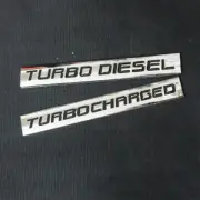 1PC TURBO DIESEL + 1PC TURBOCHARGED Black Metal Emblem Decal Sticker Badge Sedan (for: Porsche)