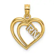 14K Yellow & Rhodium W/Rhodium Rn Inside Double Hearts Charm