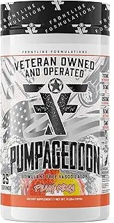Pumpageddon, Non Stim Pre-Workout Powder, Explosive Workouts, Insane Endurance, Skin Splitting Pumps, Amazing Flavor, Veteran Owned and Operated (25 Servings, Peach Rings)