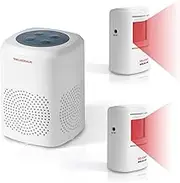 S SELDORAUK Motion Sensor, PIR Dog Barking Alarm Chime Alert Doorbell Guard Wireless Infrared Detect Deceive Wall Mounted for Home Security Indoor Outdoor Range 1000ft 110dB (1Receiver+2Detectors)