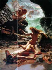 Art Edward Poynter Mural Ceramic Tiles Bath Backsplash Nymphs Tile #488