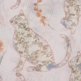 【日本SOLEIL】頂級設計100%純棉貓咪圖騰透氣柔軟舒適絲巾羊毛觸感圍巾披肩脖圍(白色)