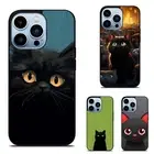 Anti drop Cover For iPhone SE4 16e 14 15 16 Plus Pro Max Japandi style black cat