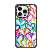 iPhone 16 Pro Ultra Impact Case MagSafe Compatible Rainbow Graffiti Hearts by Corey Paige Designs