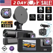 HD 1080P Car Dual Lens Dash Cam Front/Rear/Interior Camera G Sensor US