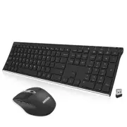 2.4G Wireless Keyboard and Mouse Combo Stainless Full Size Keyboard and Ergon...