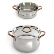 BergHOFF 3-Piece 18/10 SS Steamer Set with SS Lid + Rose Gold Handles Durable