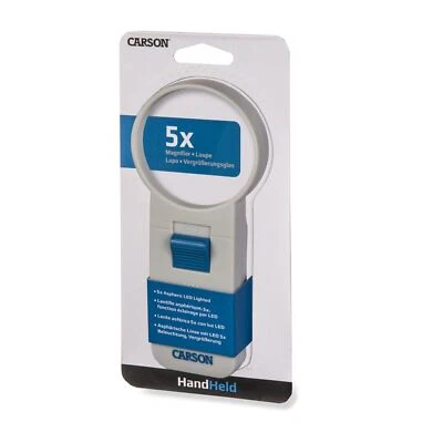 Illuminated Handheld Magnifier Aspheric LED 5x Lens Reading Small Print SV-50
