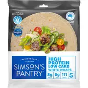 Simson's Pantry High Protein Low Carb Wraps 5 pack