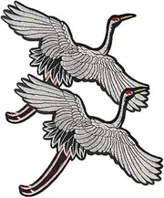 YOSADIER 2Pcs Red Crowned Crane Embroidery Appliques Patch for Garment Sewing Accessories DIY Clothing Decoration Durable and Comfortable