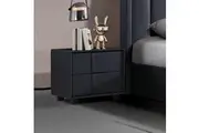 Prado Bedside Table MDF Construction Fabric Upholstery Iron Feet