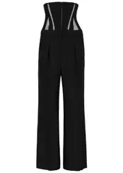 Mugler Panelled Corset Wide-leg Trousers - Black - 14 14