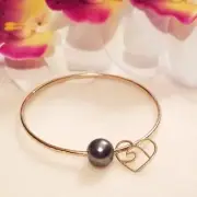 2mm Black Pearl Bangle Bracelet