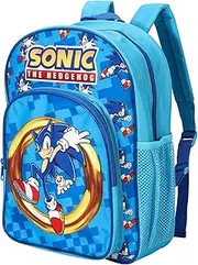 [William Lamb] Sonic the Hedgehog Kids Childrens Premium Backpack School Travel Bag with side mesh pocket and front zipped pocket, Multicolour, 36.7cm (height), 26cm (width), 13cm (depth) (02941),