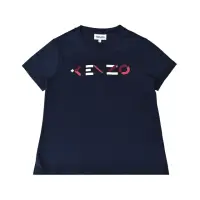 在飛比找momo購物網優惠-【KENZO】KENZO彩色印花LOGO純棉短T(女裝/深藍