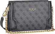[GUESS] Ajiona Triple Compartment Crossbody Bag Coal Logo/Black, Coal logo / black