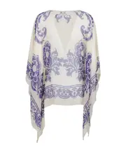 Etro All-Over Paisley Printed Satin Cape One size White