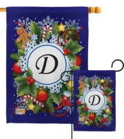 Winter D Initial Wonderland Monogram Last Name Christmas Garden House Yard Flag