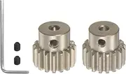 HARFINGTON 32P 7075 Aluminum Pinion Motor Gear Set 2pcs 16T 17T Fit 1/8 inch RC Motor Shaft 32 Pitch Gears for RC Car, with Hex Key