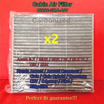 2x C35519 CHARCOAL CARBONIZED CABIN AIR FILTER ACCORD CIVIC CRV MDX RDX RL TL (for: Honda Civic)