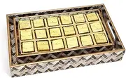Jaiccha Ghasitaram Set of 2 Printed Blue Trays of MEWA Bites|Diwali Gift,Holi,Rakhi,Valentine,Christmas,Birthday,Anniversary,Her,Him|