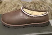 MENS SZ. 11 BURNT CEDAR UGGS TASMAN DISTRESSED SUEDE WOOL LINED SLIPPERS