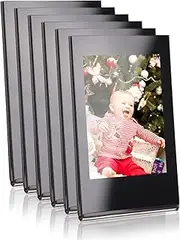 UNIQOOO 8-Pack Polaroid Fijifilm Mini Printed Black Acrylic Photo Mini Frame Fridge Magnets - 86x54mm Refrigerator Magnetic Picture Holder for Home Office Cabinet Locker , Decorative Display for