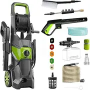 4000PSI High Pressure Washer Cleaner 2500W Electric Pressure Washer with Hose Reel and Spray Gun Holder Electric Water Gurney Pump Hose with 5 Nozzles,Detergent Tank for Cleaning Patios, Cars, Home