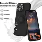 Microfiber Liner Liquid Silicone Ring Stand Case Camera Protection for iPhone 13