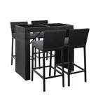 Outdoor Bar Set Dining Table Stool Wicker Patio Setting 5-Piece Cafe Garden