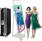40'' Magic Mirror Photo Booth with Fill Light and Touch Screen Built-in Mini PC,RGB Light and Sharing for Event Party Wedding Rental (White, Photo Booth Machine)