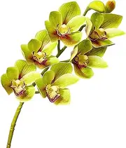 Calcifer Artificial Latex Cymbidium Orchid Bouquets Artificial Flowers for Hotel Home Party Wedding Decoration (Green, 6)