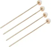 WOONEKY Pearl Hair Chopsticks Set 4pcs Classic Chinese Style Hair Sticks Lotus Design for Women