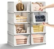 5 Packs Stackable Plastic Storage Basket for Closet Foldable Closet Organizers