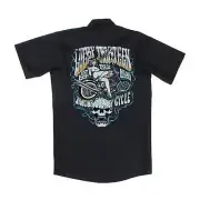 Lucky 13 Iron Whores Mens Tattoo Vintage Chopper Punk Goth Work Shirt S-4Xl