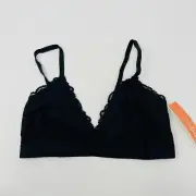 Colsie Womens Size Medium Lace Triangle Bralette Wireless Unlined Black 1978