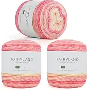 [Aeelike] Ombré Yarns for Crocheting, 3 Skeins Gradient Cake Yarn 100g (3.52 oz) 245m (267 Yards), Super Soft Yarns Cake with Vibrant Colors for Making Blanket Scarves Sweaters, Pink Yellow Gradient