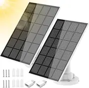 2Pcs Solar Charger for Camera with Micro USB or USB-C Port 5W IP65 Waterproof Solar Panel Camera Charger with 360° Rotatable Wall Stand Solar Panel for Security Camera