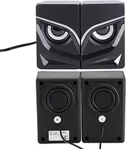 PC 2.1 USBPower Speakers, Owl Eyes Mini Desktop Computer Speakers Powered by 5V USB, 3.5mm Jack 2.0 Channel Compatible with PC/Laptop