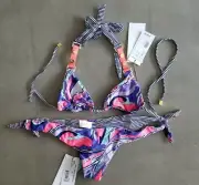 New BEACH BUNNY Feel Again Triangle XS Top Skimpy Bikini XL Bottom Set